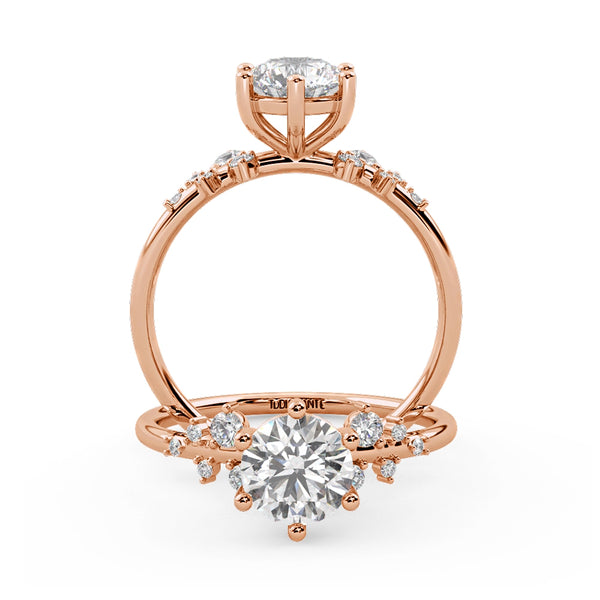 Montura Para Anillo de Compromiso Pavé "Poppy" en Oro Rosa de 18K