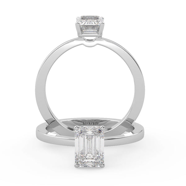 Montura Para Anillo de Compromiso Solitario "Siluette" en Oro Blanco de 18k