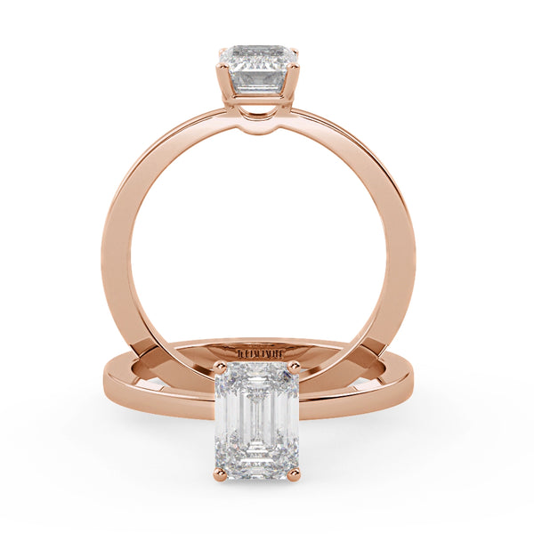 Montura Para Anillo de Compromiso Solitario "Siluette" en Oro Rosa de 14k