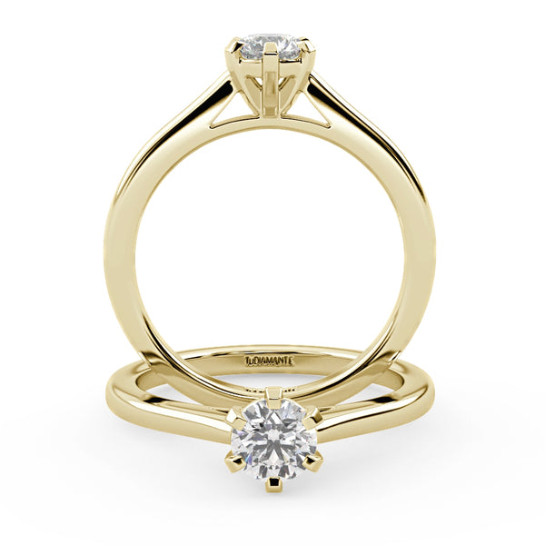 Montura Para Anillo de Compromiso Solitario "Artemisa" en Oro Amarillo de 18k