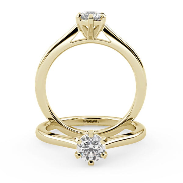 Montura Para Anillo de Compromiso Solitario "Artemisa" en Oro Amarillo de 18k