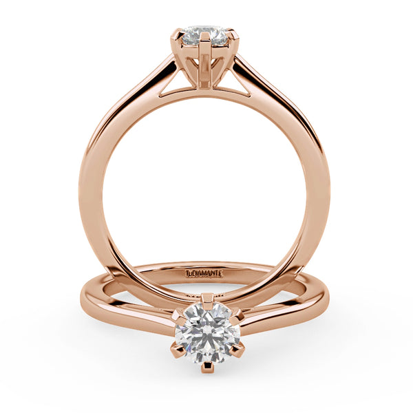 Montura Para Anillo de Compromiso Solitario "Artemisa" en Oro Rosa de 14K