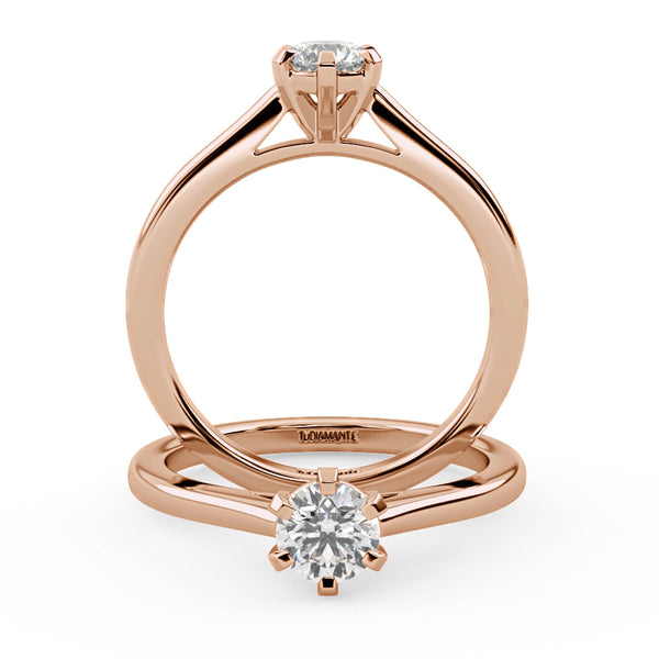 Montura Para Anillo de Compromiso Solitario "Artemisa" en Oro Rosa de 14K