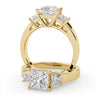 Montura Para Anillo de Compromiso Tres Piedras "Olympia" en Oro Amarillo de 18K