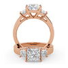 Montura Para Anillo de Compromiso Tres Piedras "Olympia" en Oro Rosa de 18K