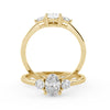 Montura Para Anillo de Compromiso Tres Piedras "Cosmos" en Oro Amarillo de 18K.
