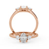 Montura Para Anillo de Compromiso Tres Piedras "Cosmos" en Oro Rosa de 14K.