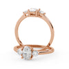 Montura Para Anillo de Compromiso Tres Piedras "Cosmos" en Oro Rosa de 14K.