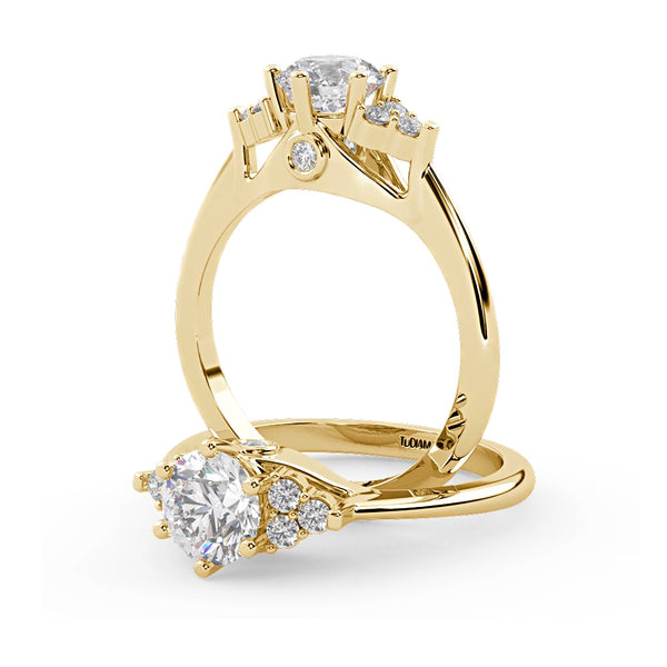 Montura Para Anillo de Compromiso Pavé Cluster "Vera" en Oro Amarillo de 14K
