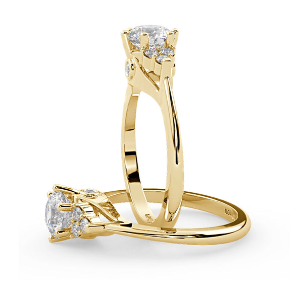 Montura Para Anillo de Compromiso Pavé Cluster "Vera" en Oro Amarillo de 14K