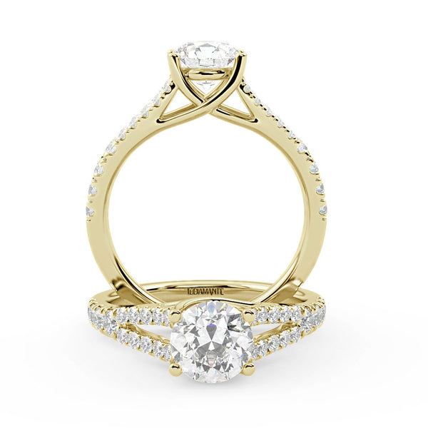 Montura Para Anillo de Compromiso Pavé "Duo" en Oro Amarillo de 14K