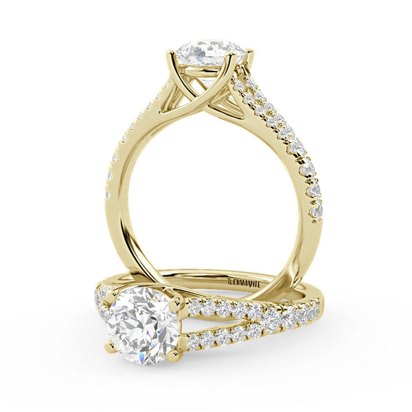 Montura Para Anillo de Compromiso Pavé "Duo" en Oro Amarillo de 14K