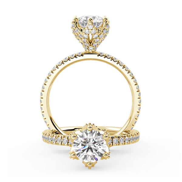 Montura Para Anillo de Compromiso Basket Micropavé "Aspen" en Oro Amarillo de 14K