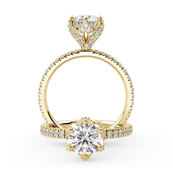 Montura Para Anillo de Compromiso Basket Micropavé "Aspen" en Oro Amarillo de 18K
