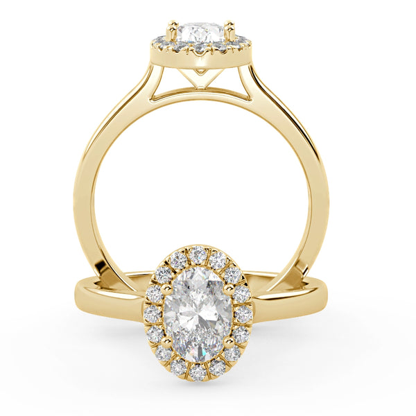 Montura Para Anillo de Compromiso Halo "Eclipse" en Oro Amarillo de 18K