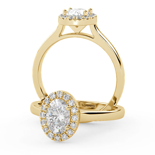 Montura Para Anillo de Compromiso Halo "Eclipse" en Oro Amarillo de 18K