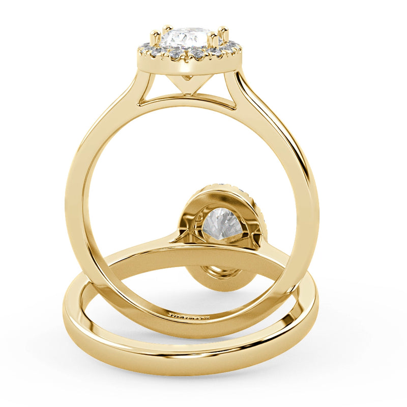 Montura Para Anillo de Compromiso Halo "Eclipse" en Oro Amarillo de 18K