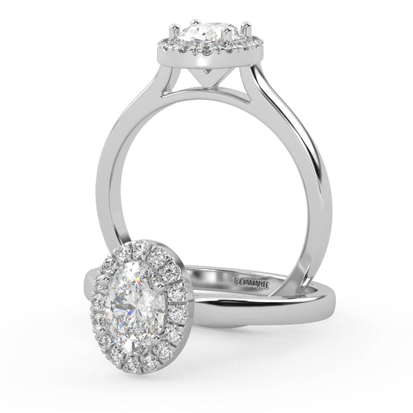 Montura Para Anillo de Compromiso Halo "Eclipse" en Oro Blanco de 18K