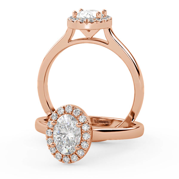 Montura Para Anillo de Compromiso Halo "Eclipse" en Oro Rosa de 14K