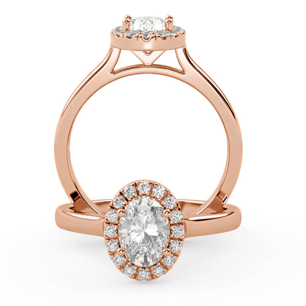 Montura Para Anillo de Compromiso Halo "Eclipse" en Oro Rosa de 18K