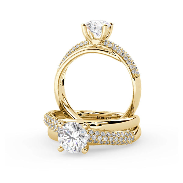 Montura Para Anillo de Compromiso Pavé "Alaia" en Oro Amarillo de 18K