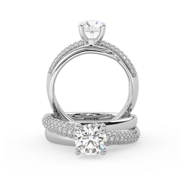 Montura Para Anillo de Compromiso Pavé "Alaia" en Oro Blanco de 14K