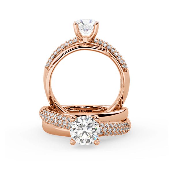 Montura Para Anillo de Compromiso Pavé "Alaia" en Oro Rosa de 18K