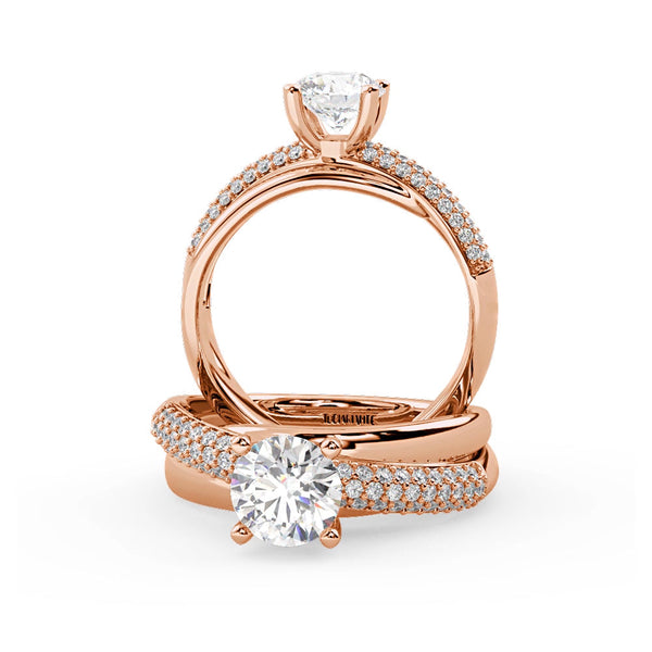 Montura Para Anillo de Compromiso Pavé "Alaia" en Oro Rosa de 18K