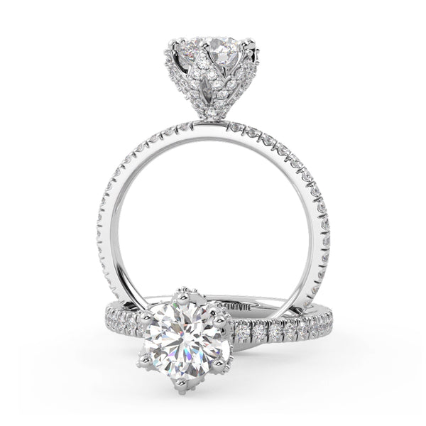 Montura Para Anillo de Compromiso Basket Micropavé "Aspen" en Oro Blanco de 14K