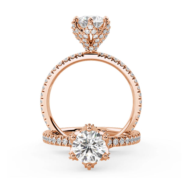 Montura Para Anillo de Compromiso Basket Micropavé "Aspen" en Oro Rosa de 18K