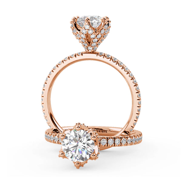 Montura Para Anillo de Compromiso Basket Micropavé "Aspen" en Oro Rosa de 14K