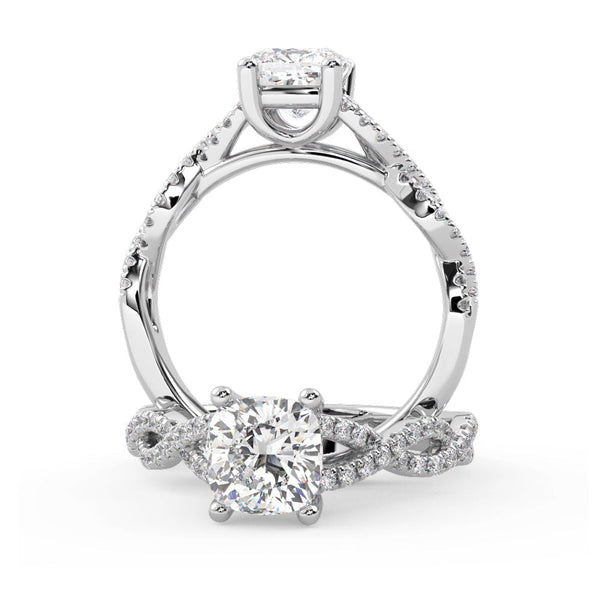 Montura Para Anillo de Compromiso Pavé "Beyond" en Oro Blanco de 18K