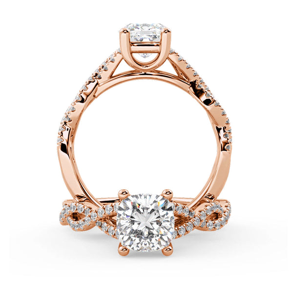 Montura Para Anillo de Compromiso Pavé "Beyond" en Oro Rosa de 18K