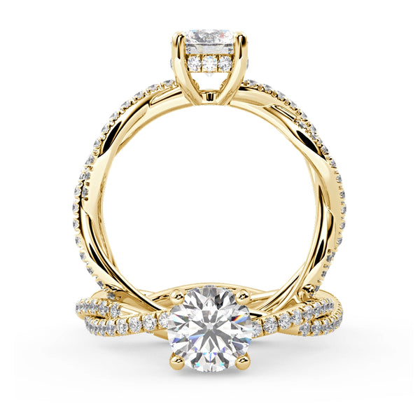 Montura Para Anillo de Compromiso Pavé "Collide" en Oro Amarillo de 14K