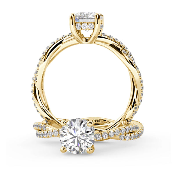 Montura Para Anillo de Compromiso Pavé "Collide" en Oro Amarillo de 14K