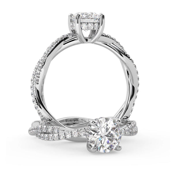 Montura Para Anillo de Compromiso Pavé "Collide" en Oro Blanco de 14K