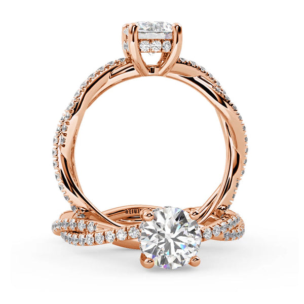 Montura Para Anillo de Compromiso Pavé "Collide" en Oro Rosa de 18K