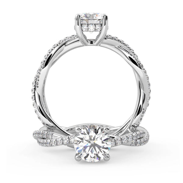 Montura Para Anillo de Compromiso Pavé "Collide" en Oro Blanco de 14K