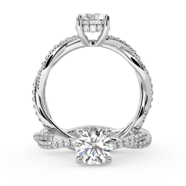 Montura Para Anillo de Compromiso Pavé "Collide" en Oro Blanco de 18K