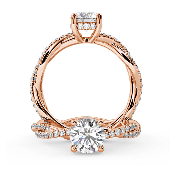 Montura Para Anillo de Compromiso Pavé "Collide" en Oro Rosa de 14K