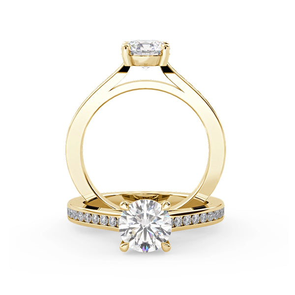 Montura Para Anillo de Compromiso Pavé "River" en Oro Amarillo de 14k