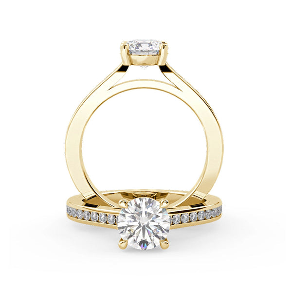 Montura Para Anillo de Compromiso Pavé "River" en Oro Amarillo de 18k