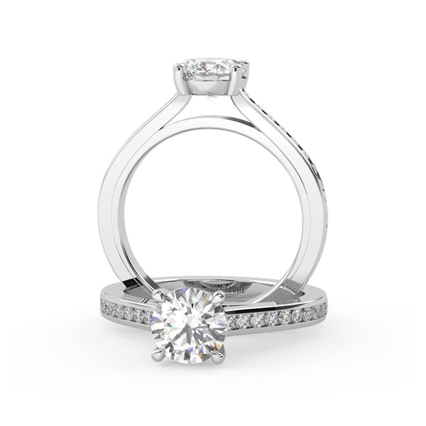 Montura Para Anillo de Compromiso Pavé "River" en Oro Blanco de 18k