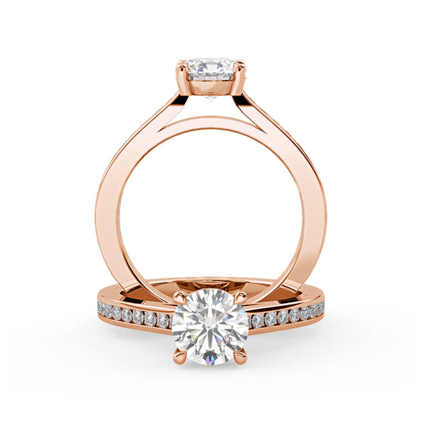 Montura Para Anillo de Compromiso Pavé "River" en Oro Rosa de 14k