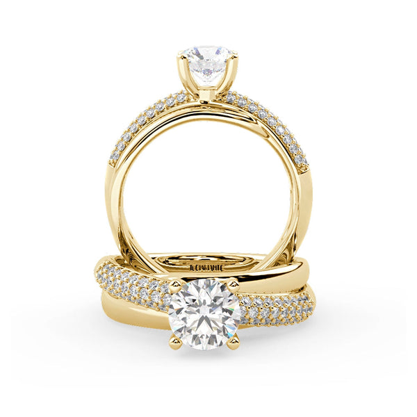 Montura Para Anillo de Compromiso Pavé "Alaia" en Oro Amarillo de 18K