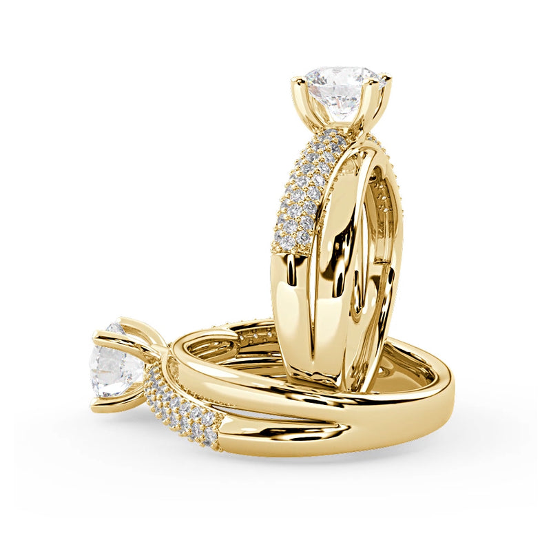 Montura Para Anillo de Compromiso Pavé "Alaia" en Oro Amarillo de 14K