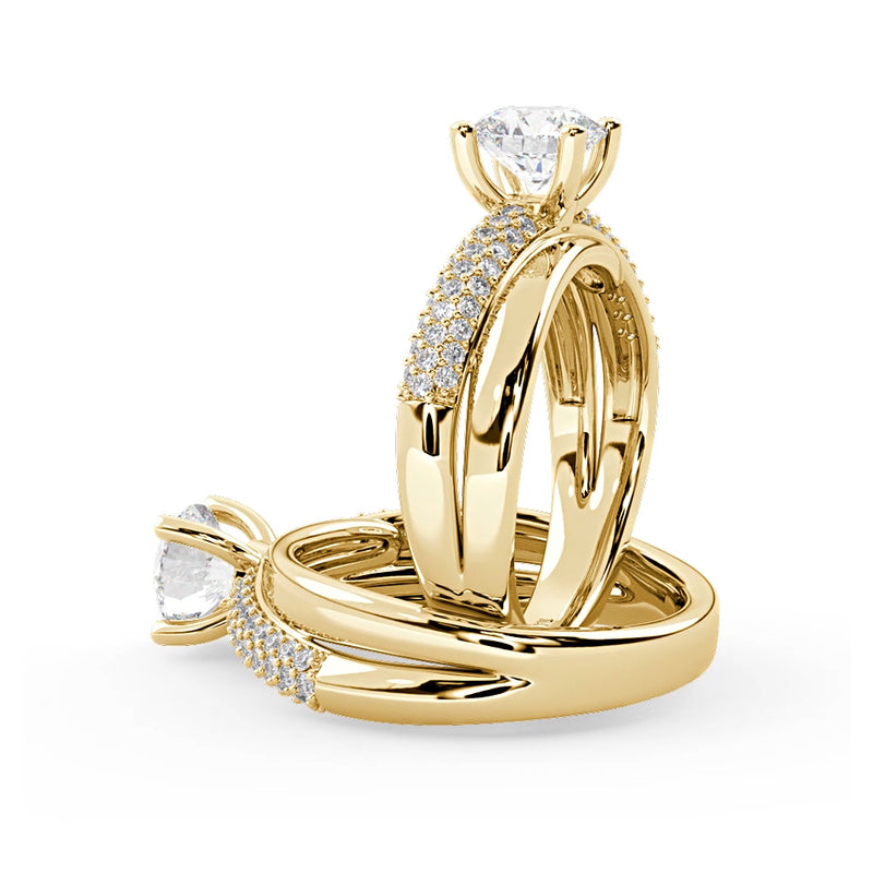 Montura Para Anillo de Compromiso Pavé "Alaia" en Oro Amarillo de 14K