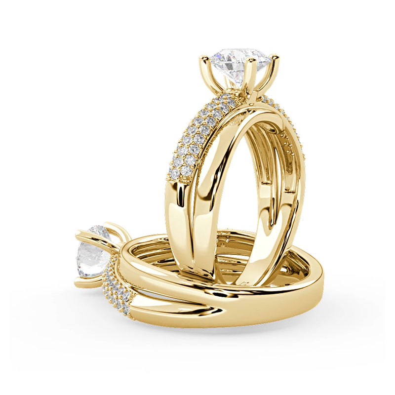 Montura Para Anillo de Compromiso Pavé "Alaia" en Oro Amarillo de 14K