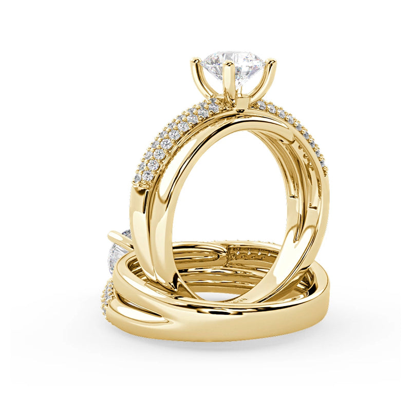 Montura Para Anillo de Compromiso Pavé "Alaia" en Oro Amarillo de 14K