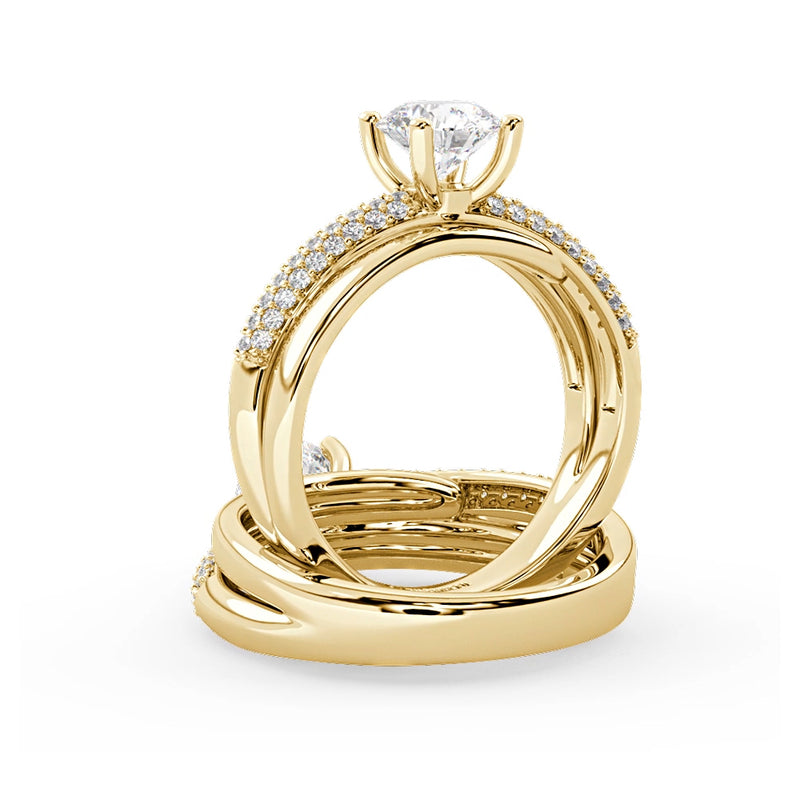 Montura Para Anillo de Compromiso Pavé "Alaia" en Oro Amarillo de 14K